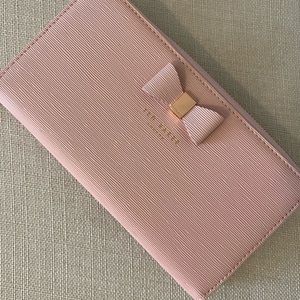 Ted Baker London Blush Pink Bow Zip Around Wallet